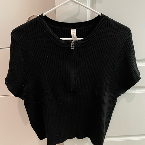 Pull Femme Hillard & Hanson XL - Manches Courtes Col V - Noir - Léger